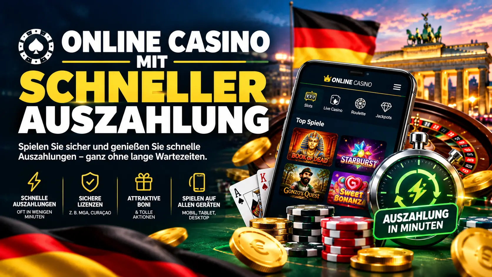 Online Casinos mit schneller Auszahlung - Sofortauszahlung